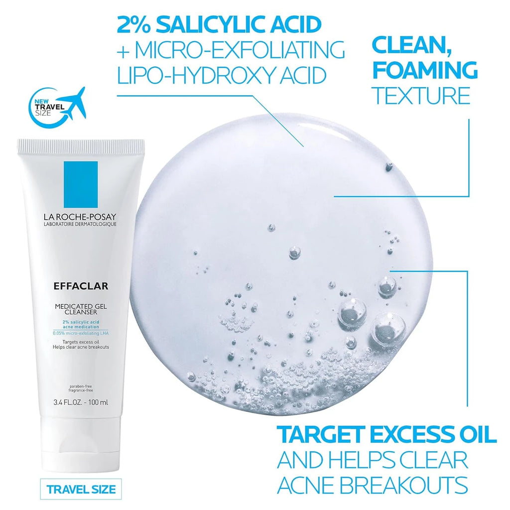 Effaclar Medicated Acne Cleanser & Toleriane Double Repair Matte Moisutrizer Travel Set